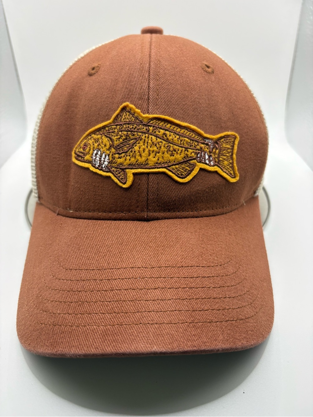 Badfish Brown Trout Fish Mesh Snapback Trucker Hat Adjustable